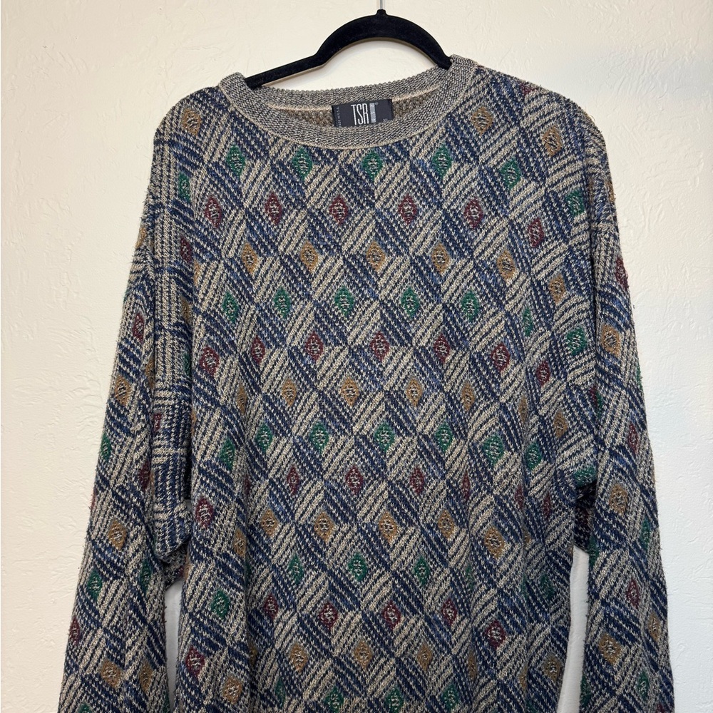 Men's Vintage Multicolor Geometric Sweater